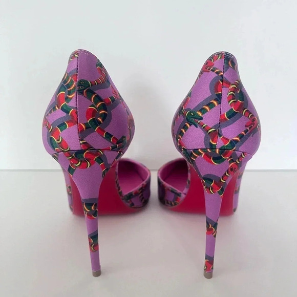 Christian Louboutin Satin Printed Iriza Pumps Gummy Snakes Women Size 34.5 EU - Picture 5 of 12